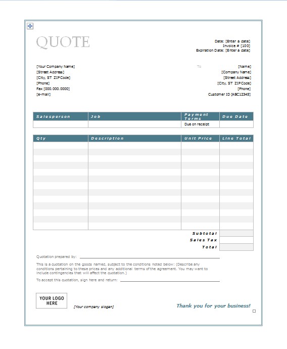 Free Quotation Templates For Word Google Docs Templates Vip