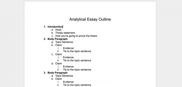 analytical essay outline pdf