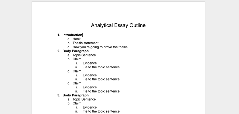 analytical paper outline