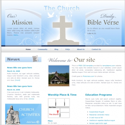 free css church website templates download