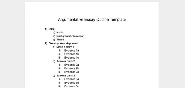 outline for argumentative essay ap lang